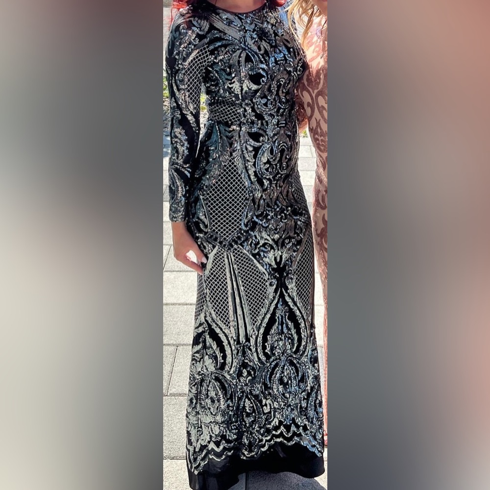 Betsy & Adam Sequin Gown 4